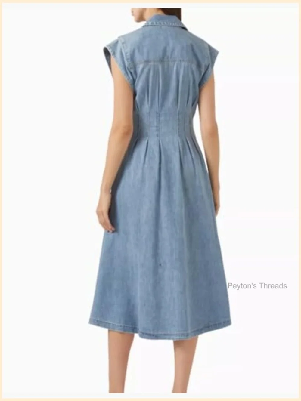 Women's Casual Denim Shirt Dress V-Neck Button Down Midi - Picture 2 of 3
